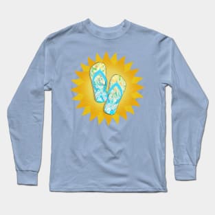 Sunny Beach Day Flip-Flops Long Sleeve T-Shirt